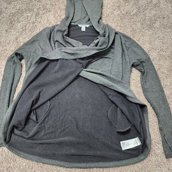 Athleta Hoodie Gray Purana Criss Cross Fleece Lined Sweatshirt XS - Picture 5 of 9